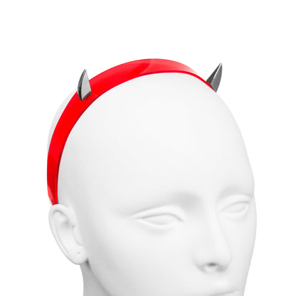 Devil horns cosplay headdress in red.