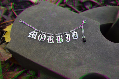 Custom nose jewerly with Gothic letter charms and black droplet earring